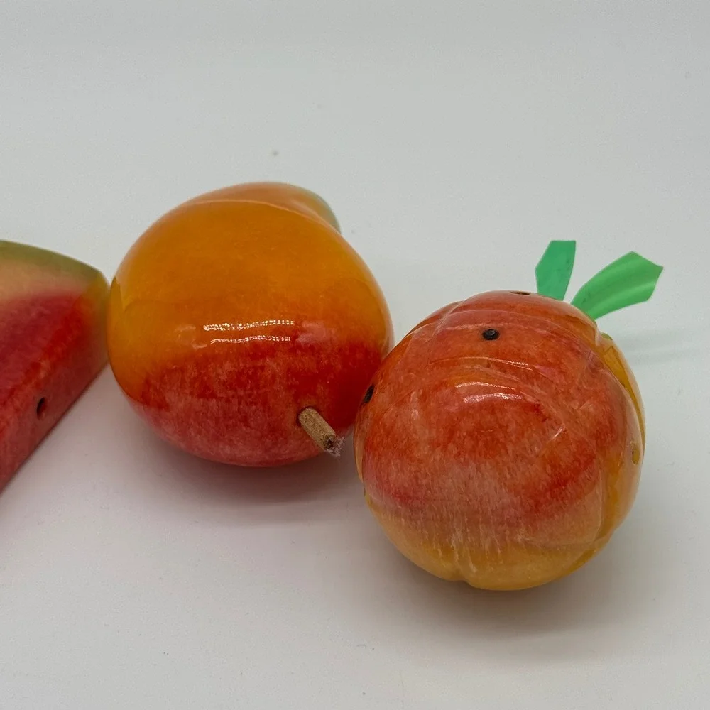 Vtg Italian Alabaster Stone Fruit Set Banana Watermelon Mango Pineapple Italy